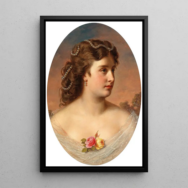 Reproduction of the painting Portrait of a lady with roses on the décolleté - Anton Ebert