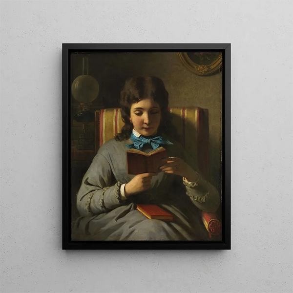 Girl Reading - Anton Ebert — framed artwork on a wall