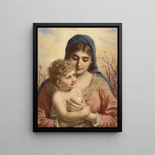 Virgin and Child Painting - Anton Ebert — framed artwork on a wall