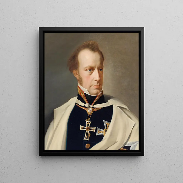 Portrait painting of Archduke Anton Victor in uniform with the Grand Master Cross of the Teutonic Order - Anton Einsle — framed artwork on a wall