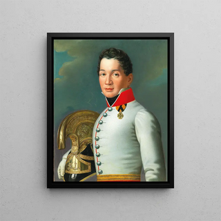 Portrait of a Lieutenant of the 4th Dragoons of Upper Austria and Salzburg - Anton Einsle — framed artwork on a wall