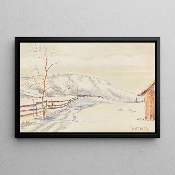 Snow Mountain Painting - Anton Emanuel Peschka — framed artwork on a wall