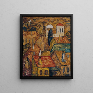 Urban landscape painting - Anton Emanuel Peschka — framed artwork on a wall