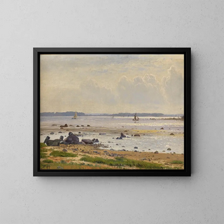 Danish coast of the Baltic Sea at Roskilde Fjord, Seeland - Anton Erik Christian Thorenfeld — framed artwork on a wall