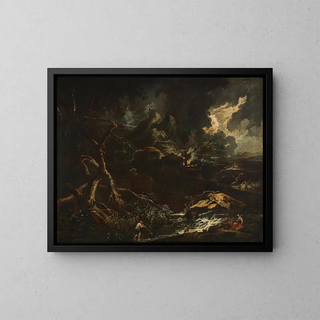 Stormy Landscape Painting - Anton Faistenberger — framed artwork on a wall