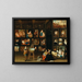A gallery of paintings with two collectors and a painter at his easel - Anton Franz Hampisch — framed artwork on a wall