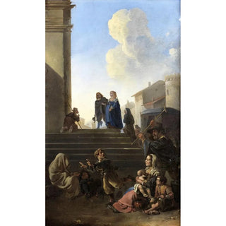 Peasants in front of the church steps - Anton Goubau — artwork view