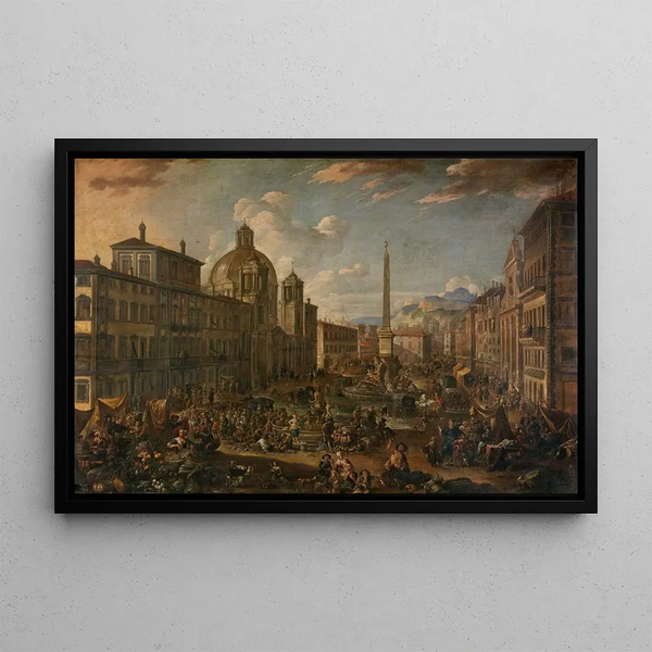 Piazza Navona in Rome - Anton Goubau — framed artwork on a wall