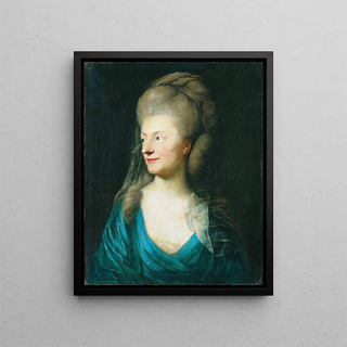 Portrait of Johanna Henriette Louise Countess of Bestucheff Rumin née von Carlowitz 1717-1787 - Anton Graff — framed artwork on a wall
