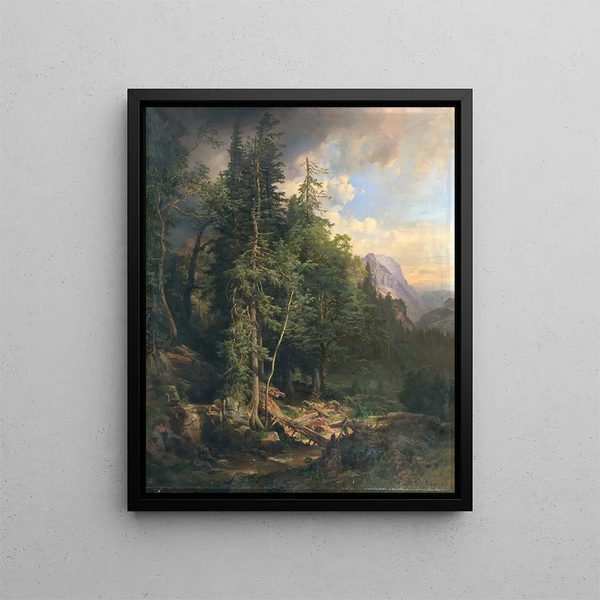 the mountain forests of Styria near Neuberg - Anton Hansch — framed artwork on a wall