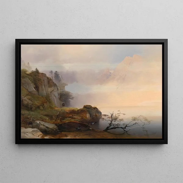 Autumn Atmosphere at the Lake - Anton Hansch — framed artwork on a wall