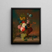 a floral still life with fruits - Anton Hartinger — framed artwork on a wall
