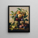 Still life with peaches and plums in a red glass bowl - Anton Hartinger — framed artwork on a wall