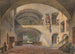 Interior courtyard painting of a monastery with Christ of Dolor and view of a castle - Anton Höchl — artwork view