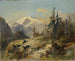 Mountain landscape painting with chamois - Anton Heilmann — artwork view