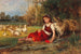 Young girl with a goose resting - Anton Heinrich Dieffenbach — artwork view