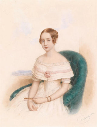 Portrait of a young woman in a white dress - Anton Hähnisch — artwork view