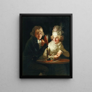 Candlelit Engagement Painting - Anton Hickel — framed artwork on a wall