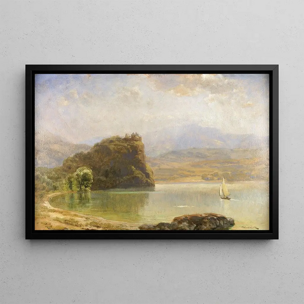 Landscape with Castle - Anton Hlaváček — framed artwork on a wall