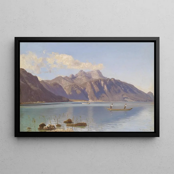 Landscape Lake Scene - Anton Hlaváček — framed artwork on a wall