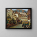 View of a city with river and bridge - Anton Hula — framed artwork on a wall