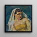 Young woman with a veil - Anton Hula — framed artwork on a wall