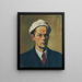 Self-portrait with white cap - Anton Hula — framed artwork on a wall