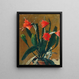 Nature morte avec cactus en fleurs - Anton Hula — framed artwork on a wall