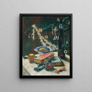 Nature morte sous le sapin de Noël - Anton Hula — framed artwork on a wall