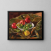 Still Life with Apples and Grapes - Anton Hula — framed artwork on a wall