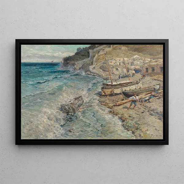 the Neapolitan coast - Anton Josef Pepin — framed artwork on a wall