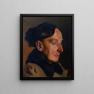 Head of an Old Woman - Anton Josef von Kenner — framed artwork on a wall