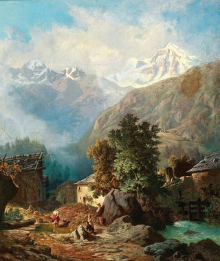 L'idyll of the family in the background: a view of Ortler from Mals - Anton Karinger — artwork view