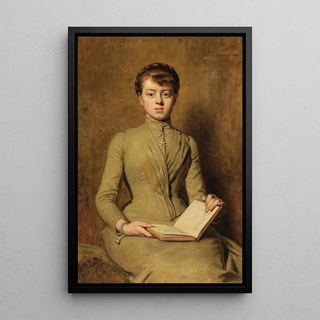 Woman reading - Anton Katzer — framed artwork on a wall