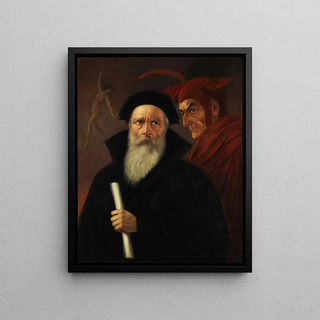 Faust and Mephistopheles - Anton Kaulbach — framed artwork on a wall