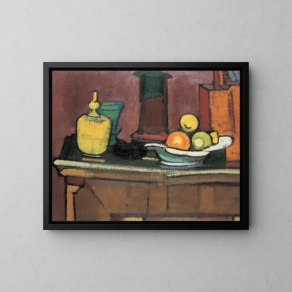 Nature morte sur un coffre - Anton Kerschbaumer — framed artwork on a wall