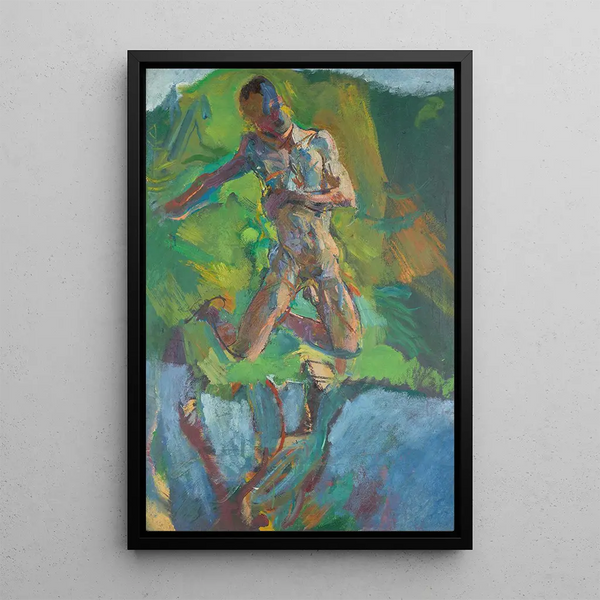 Kneeling Narcissus - Anton Kolig — framed artwork on a wall