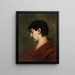 Portrait of a young man's head with black hair and a red coat - Anton Laupheimer — framed artwork on a wall