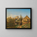 View of a dam on the Szava River with Šternberk Castle in the background - Anton Liehl — framed artwork on a wall