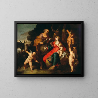 The resting during the flight into Egypt - Anton Maria Vassallo — framed artwork on a wall