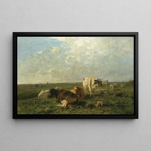 Bétail au pâturage - Anton Mauve — framed artwork on a wall