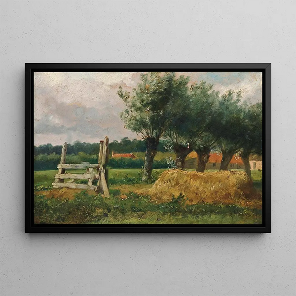 Landscape painting with willows - Anton Mauve — framed artwork on a wall