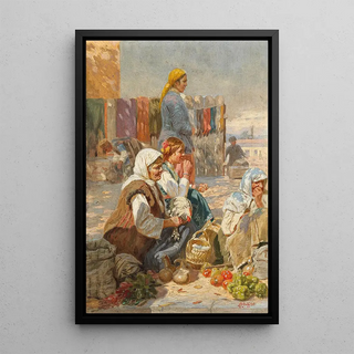 Reproduction of the painting The Peasant Market - Anton Mittoff Mitov