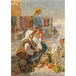 Reproduction of the painting The Peasant Market - Anton Mittoff Mitov