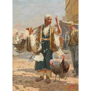 Reproduction of the painting The poultry market - Anton Mittoff Mitov