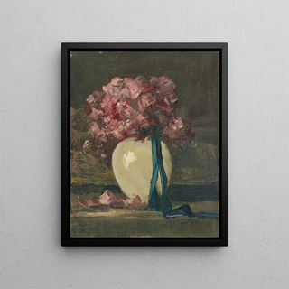 Flowers roses in a white vase - Anton Müller-Wischin — framed artwork on a wall