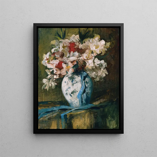 Roses of Straw in a White Vase - Anton Müller-Wischin — framed artwork on a wall