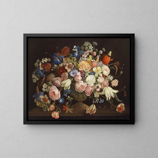 Still life with flowers - Anton Müller — framed artwork on a wall