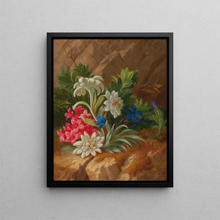 Flowers of the Alps - Anton Mollis — framed artwork on a wall