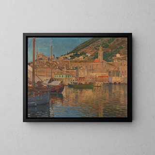 Part of the port at Ragusa - Anton Nowak — framed artwork on a wall